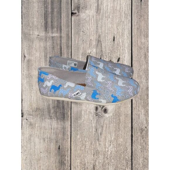 Toms Women's Redondo Slip On Grey Llama Print Canvas Shoes Size 9 New - Picture 2 of 9